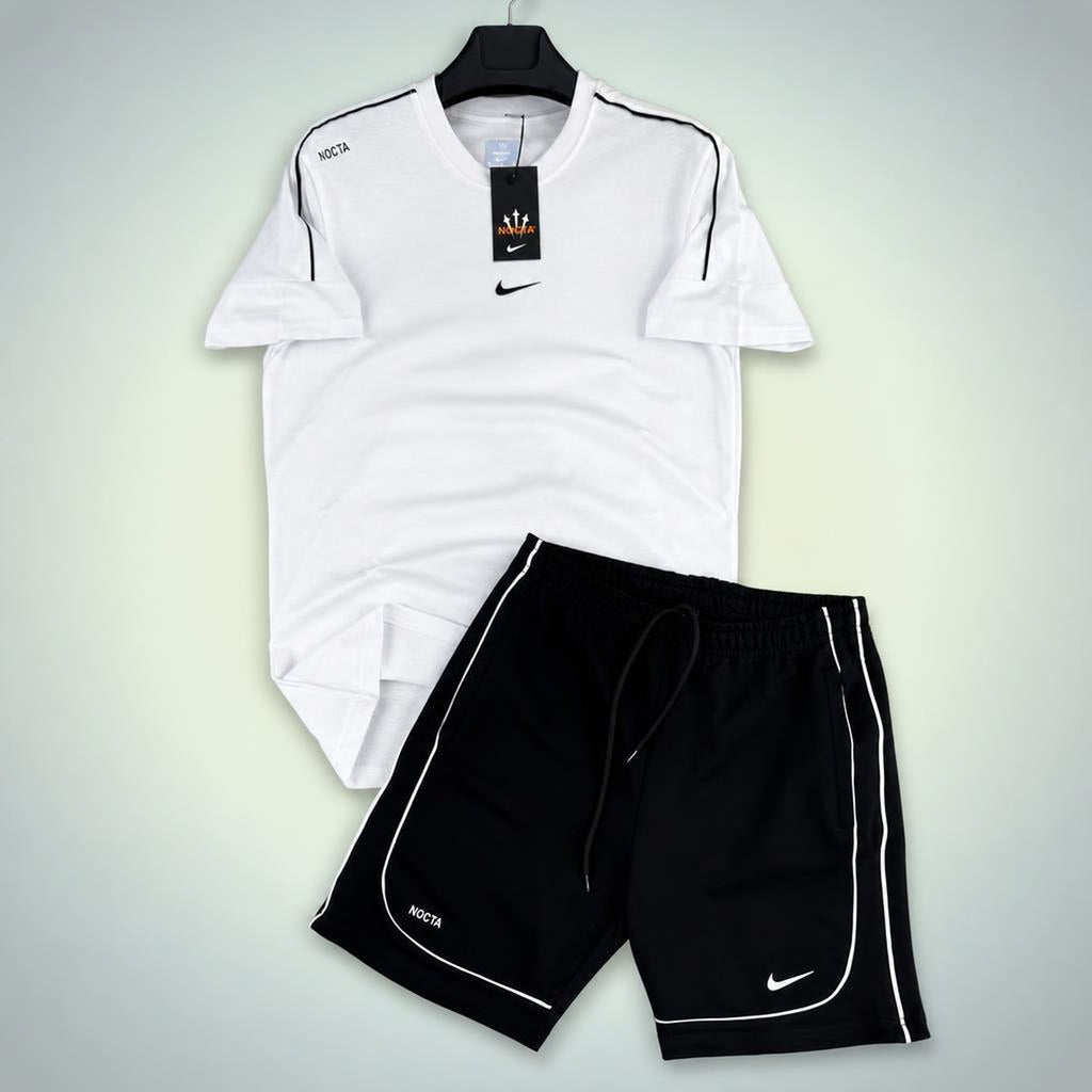 Nike Nocta ανδρικό κοντό αθλητικό σετ, Λευκό-Μαύρο. Premium ποιότητα