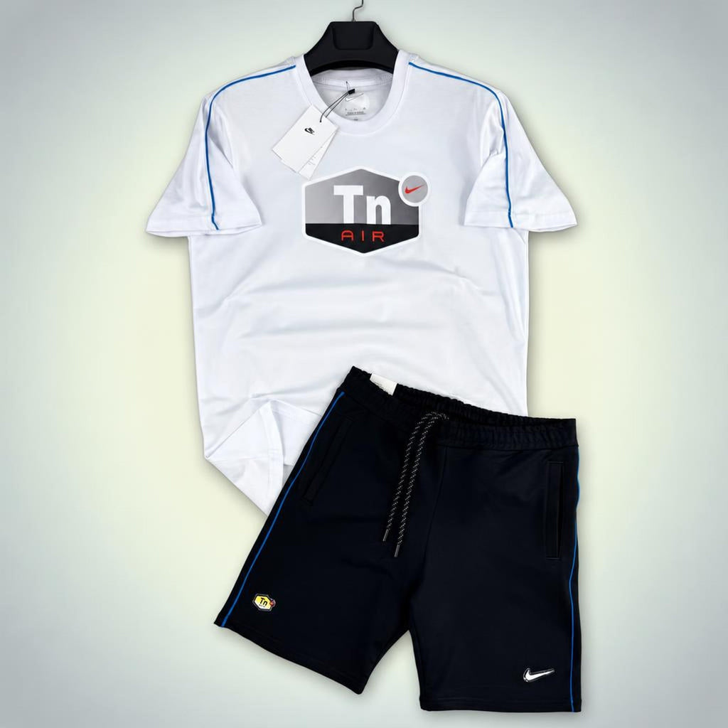 Nike TN Big Logo ανδρικό κοντό αθλητικό σετ, Λευκό-Μαύρο. Premium ποιότητα