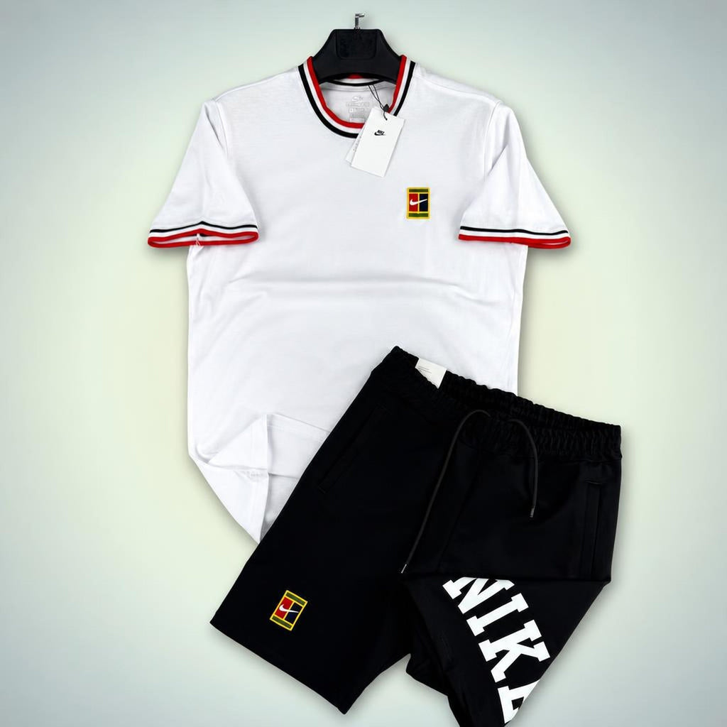 Nike Tennis ανδρικό κοντό αθλητικό σετ, Λευκό-Μαύρο. Premium ποιότητα