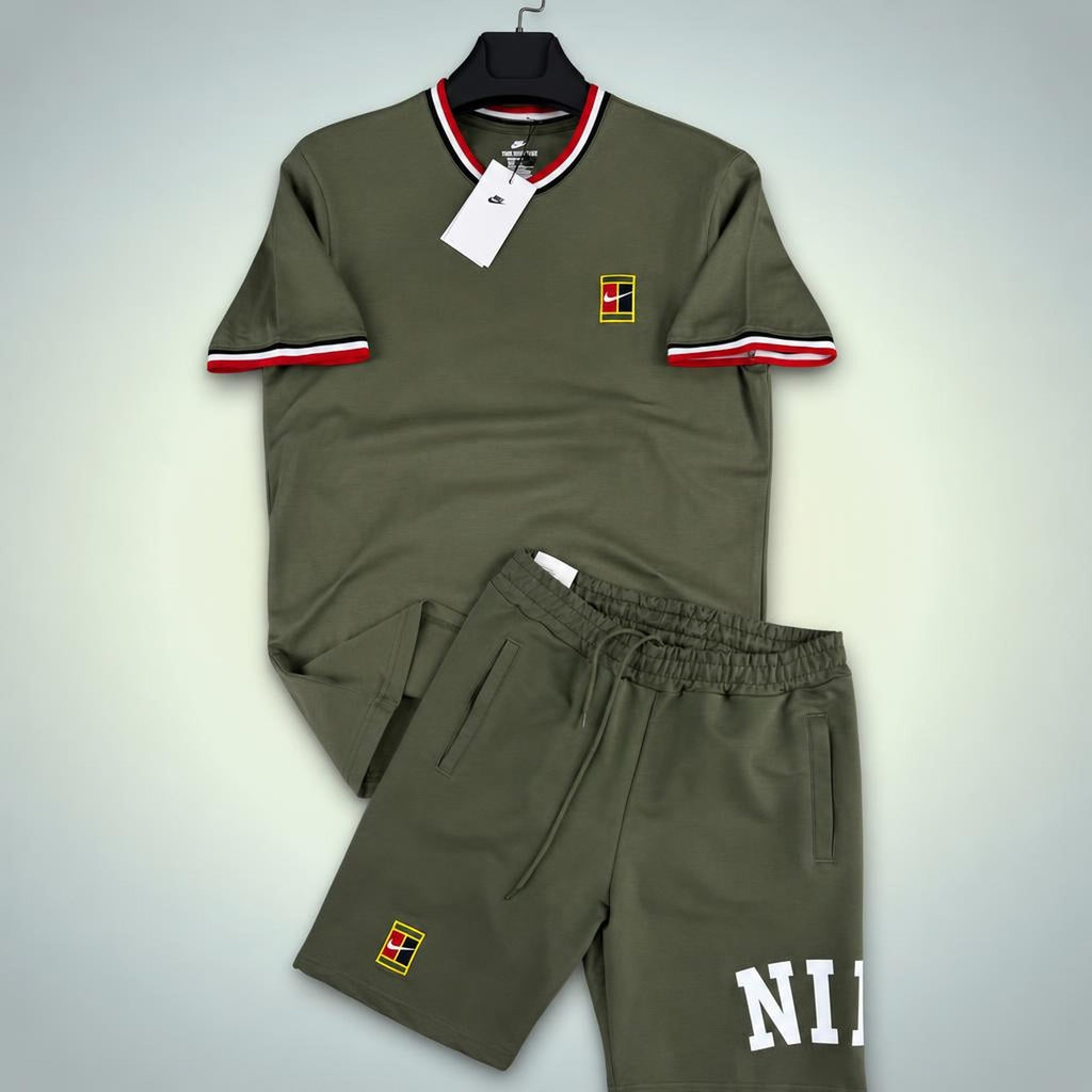 Nike Tennis ανδρικό κοντό αθλητικό σετ, Ελαιόχρωμο πράσινο. Premium ποιότητα