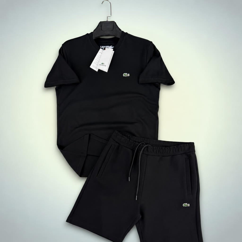 Lacoste Classic ανδρικό κοντό αθλητικό σετ, μαύρο. Premium ποιότητα