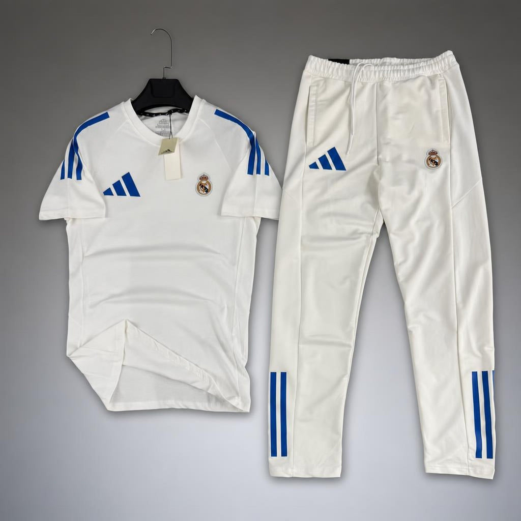 Adidas Real Madrid ανδρική καλοκαιρινή φόρμα, λευκό. Premium ποιότητα