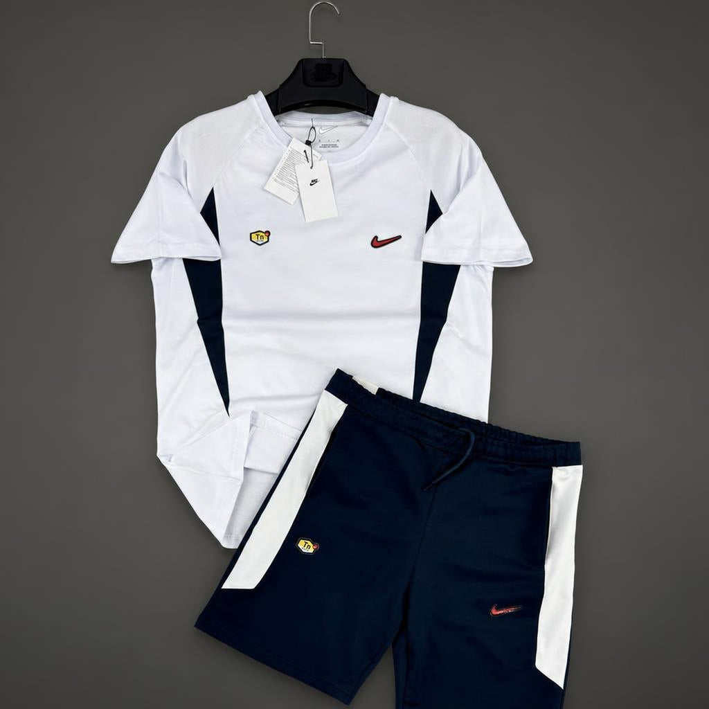 Nike TN ανδρικό κοντό αθλητικό σετ, λευκό-σκούρο μπλε. Premium ποιότητα