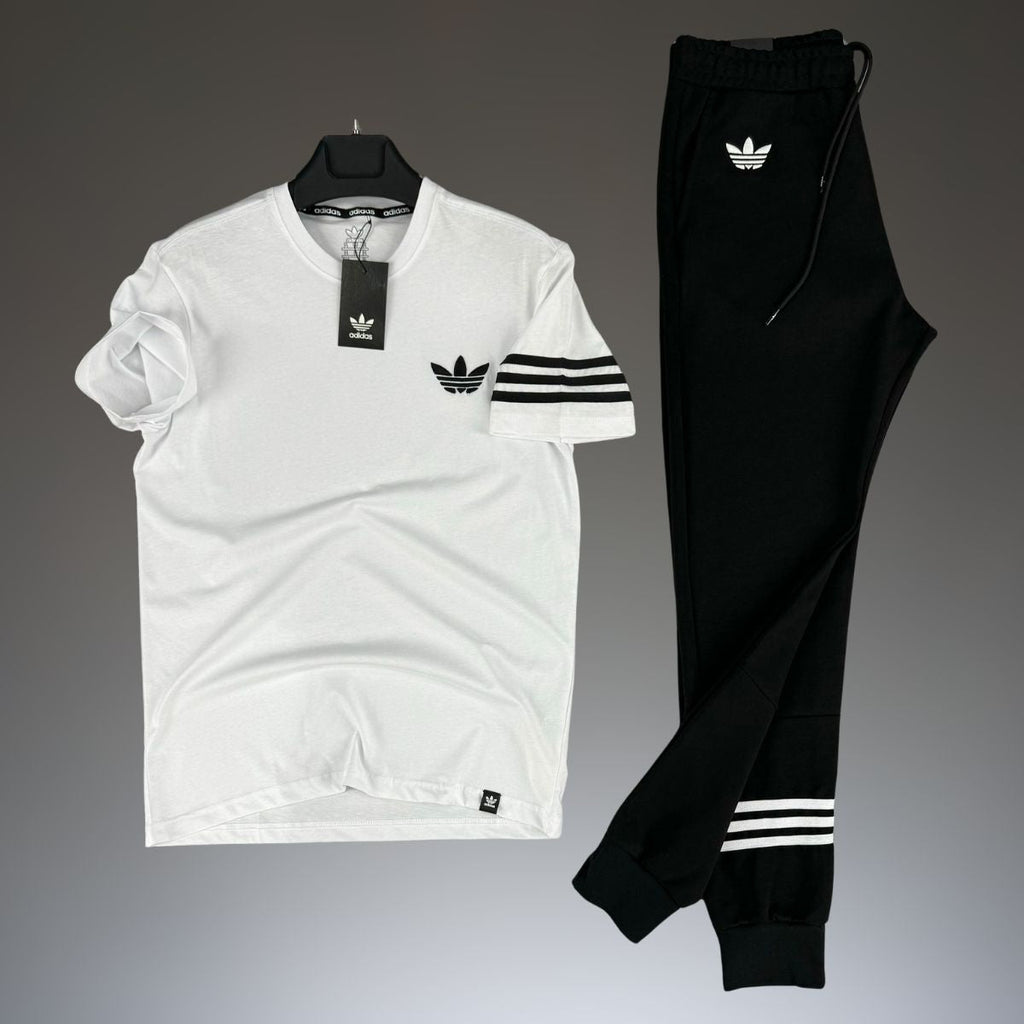 Adidas αθλητική ανδρική καλοκαιρινή φόρμα, μαύρο-λευκό. 
Υψηλής ποιότητας