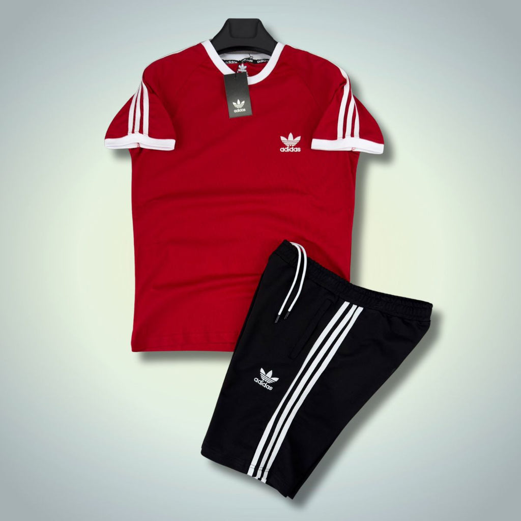 Ανδρική αθλητική ομάδα Adidas με σορτς, κόκκινο - μαύρο. Premium ποιότητα