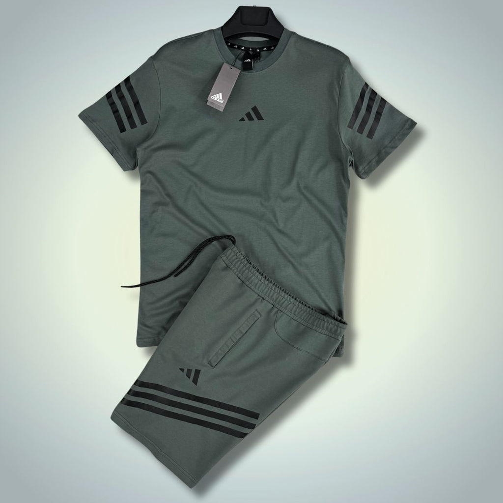 Adidas ανδρικό αθλητικό σετ με σορτς, κυπαρισσί. Μοντέλο 2025. Premium ποιότητα