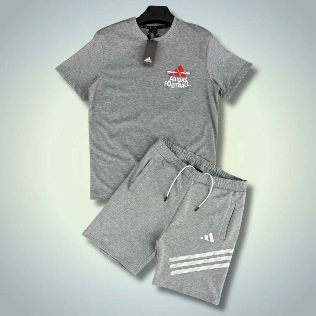 Ανδρικό αθλητικό σετ Adidas Football με σορτς, κλασικό γκρι. Premium ποιότητα