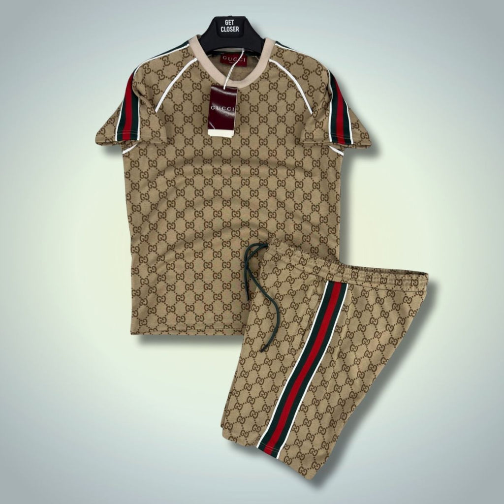 Αθλητικό σετ με κοντό παντελόνι Gucci, μπεζ. Premium ποιότητα