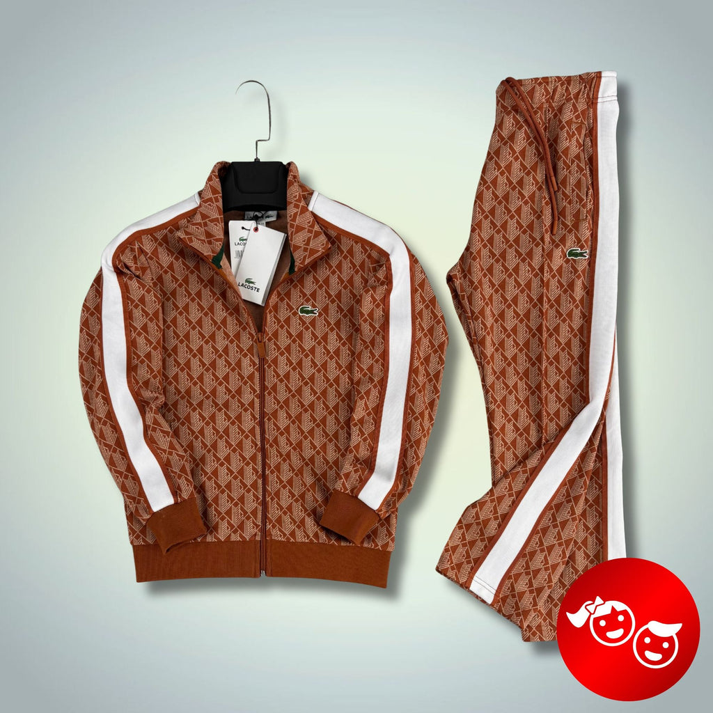 Παιδική φόρμα Lacoste, Jacquard Monogram, μπεζ, Model 2025. Premium ποιότητα