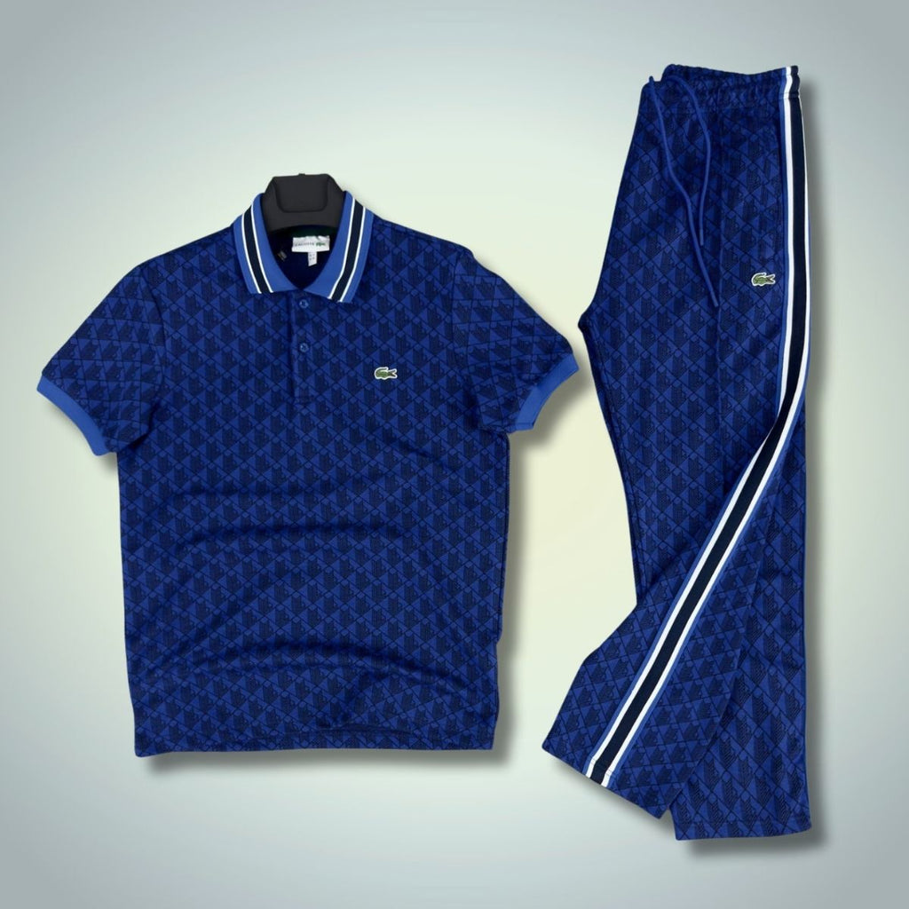 Ανδρική καλοκαιρινή αθλητική φόρμα Lacoste, Jacquard πόλο, σκούρο μπλε. Premium ποιότητα
