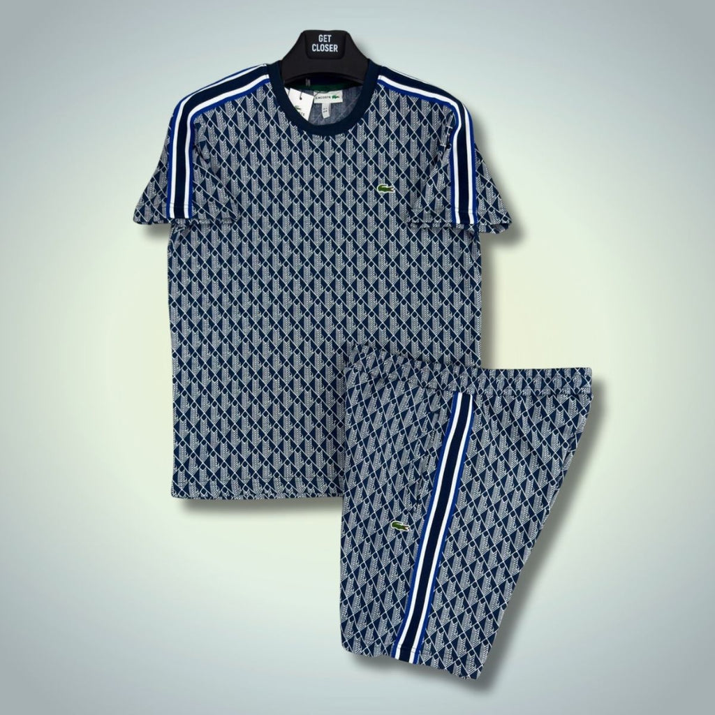 Αθλητικό σετ με κοντό παντελόνι Lacoste, Jacquard Monogram, σκούρο μπλε. Premium ποιότητα