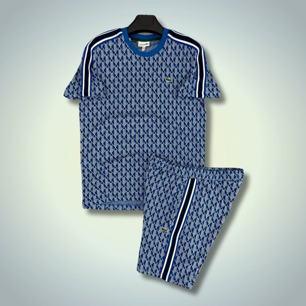 Αθλητικό σετ με κοντό παντελόνι Lacoste, Jacquard Monogram, μπλε. Premium ποιότητα
