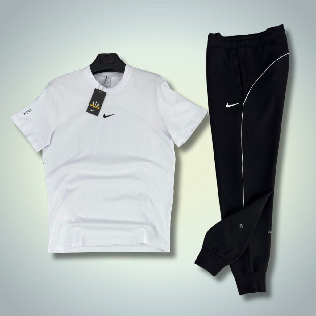 Ανδρική καλοκαιρινή αθλητική φόρμα Nike Nocta, λευκό - μαύρο. Premium ποιότητα