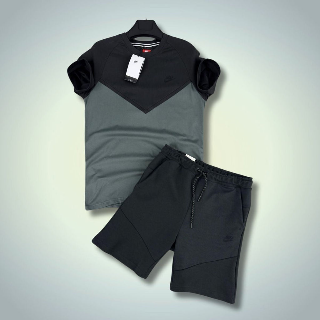 Αθλητικό σετ με κοντό παντελόνι Nike Tech Fleece, γραφίτης - γκρι. Premium ποιότητα