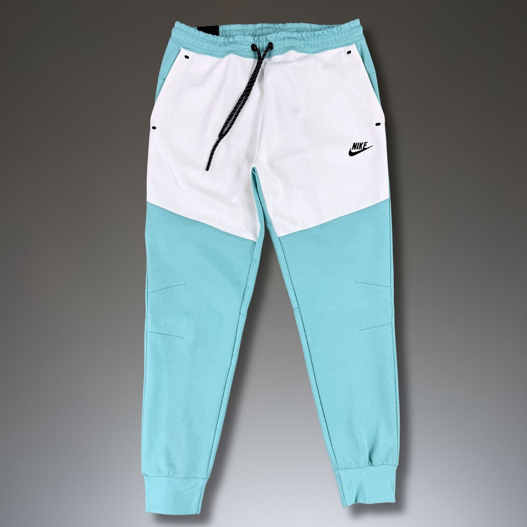 Nike Tech Fleece ανδρικό αθλητικό παντελόνι, άσπρο-τυρκουάζ. Premium ποιότητα