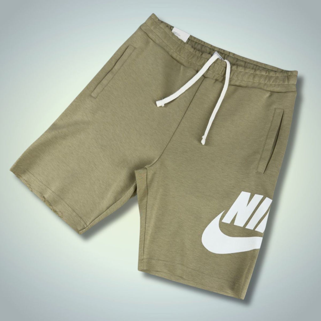 Αντρικό αθλητικό σορτς Nike, λαδί, μεγάλο λογότυπο. Factory outlet