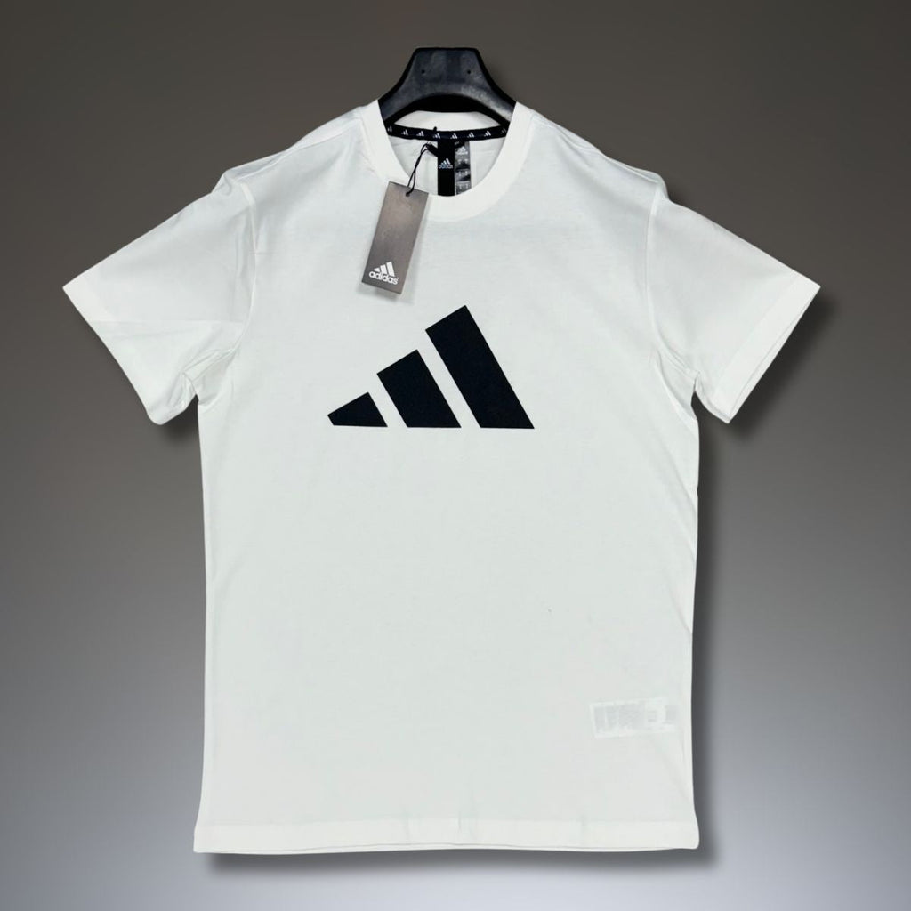 Αντρικό λευκό T-shirt Adidas, μαύρο λογότυπο. Premium ποιότητα