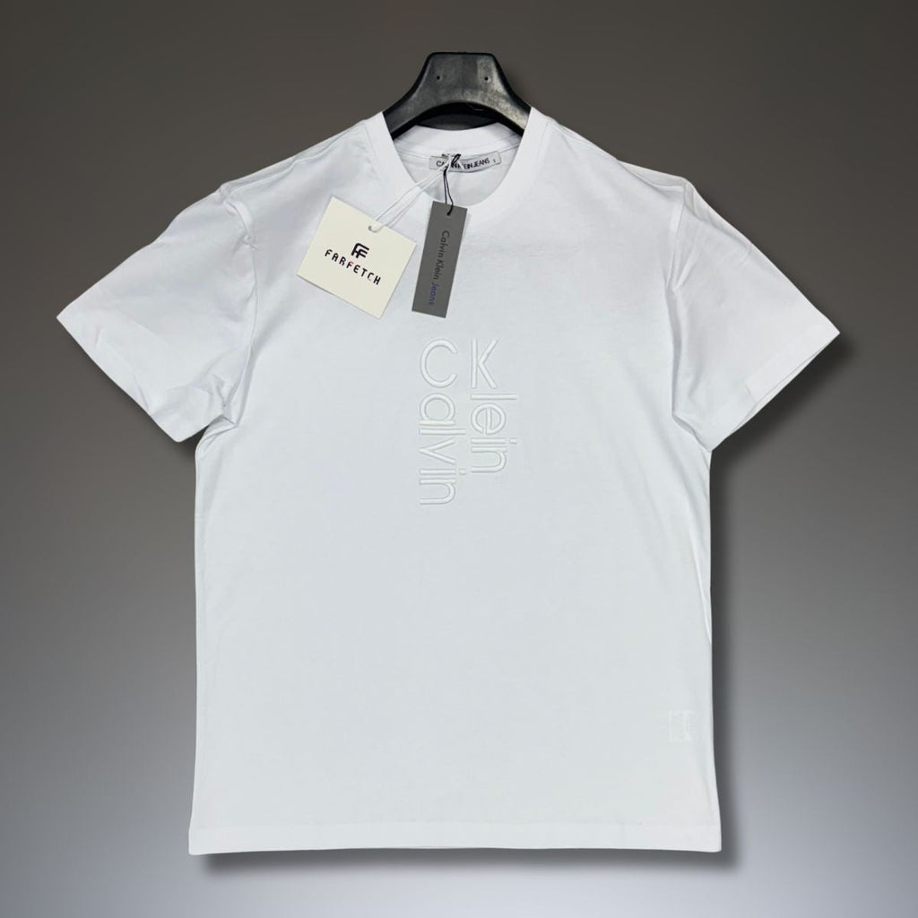 Αντρικό λευκό T-shirt Calvin Klein, κεντημένο λογότυπο. Premium ποιότητα