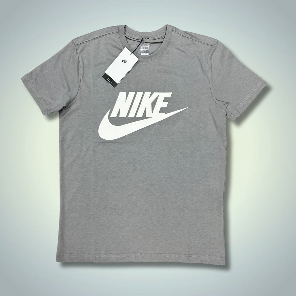 Ανδρικό γκρι T-shirt Nike, λευκό λογότυπο. Premium ποιότητα