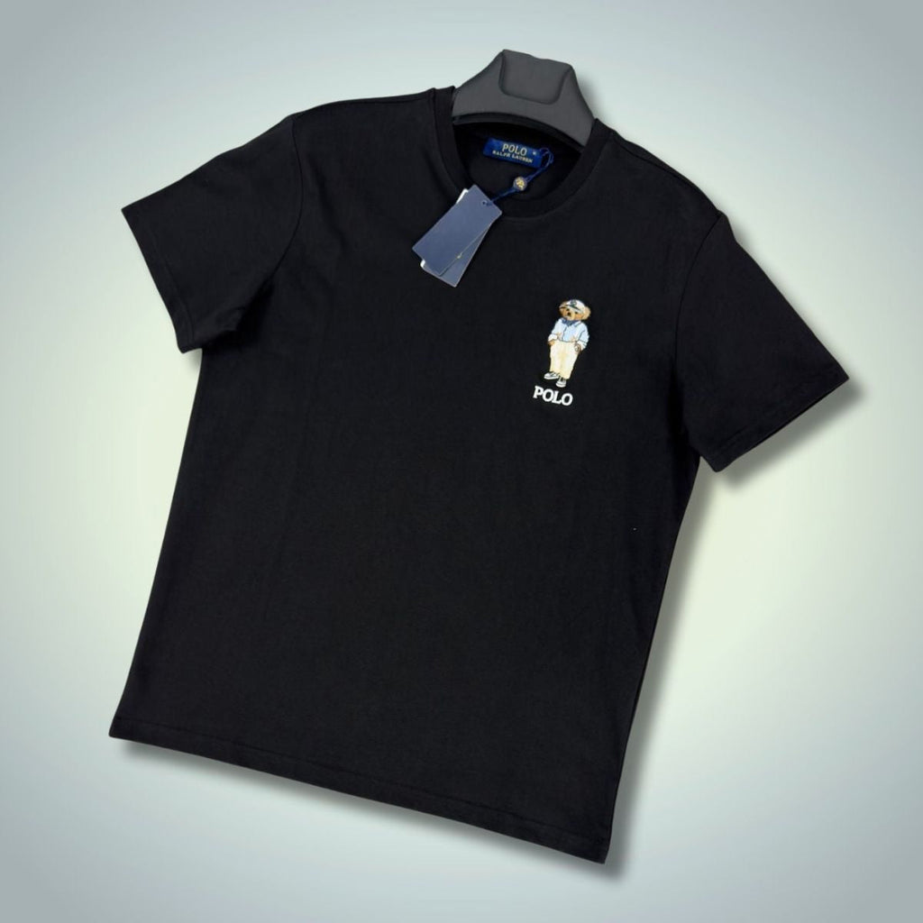 Ανδρικό μπλουζάκι Ralph Lauren, μαύρο, μικρό τύπωμα. Premium ποιότητα