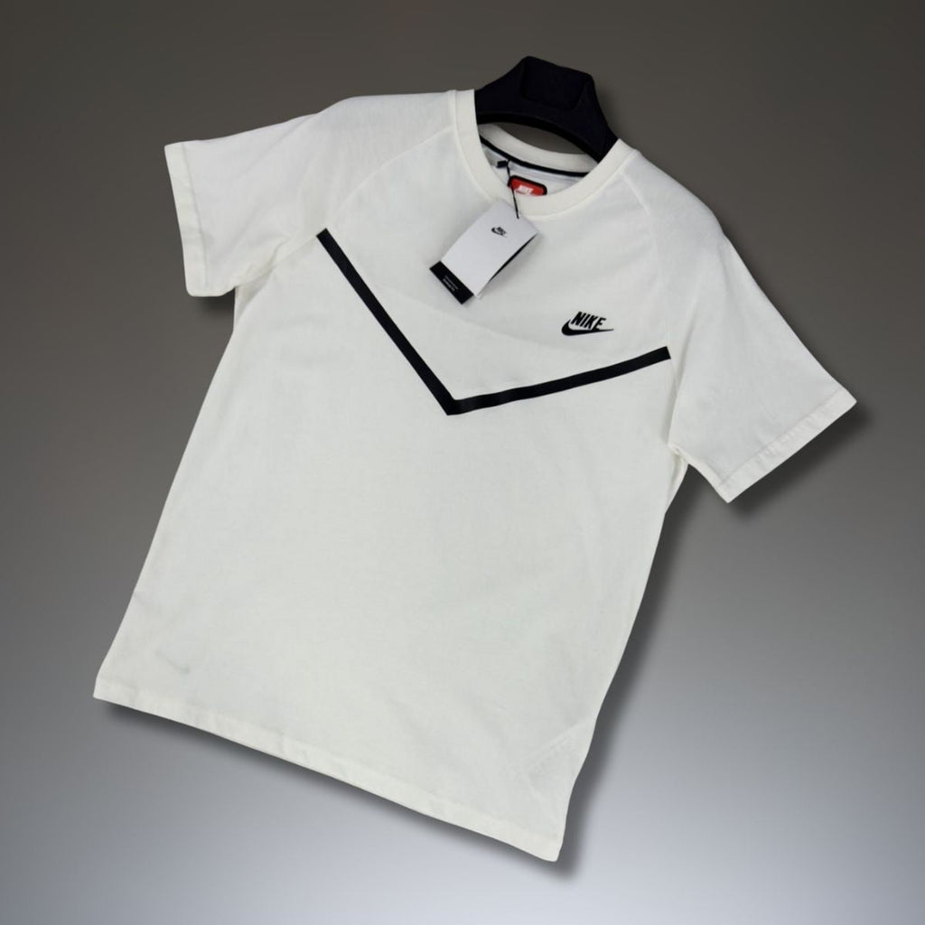 Ανδρικό μπλουζάκι Nike Tech Fleece, υπόλευκο. Μοντέλο 2024. Premium ποιότητα