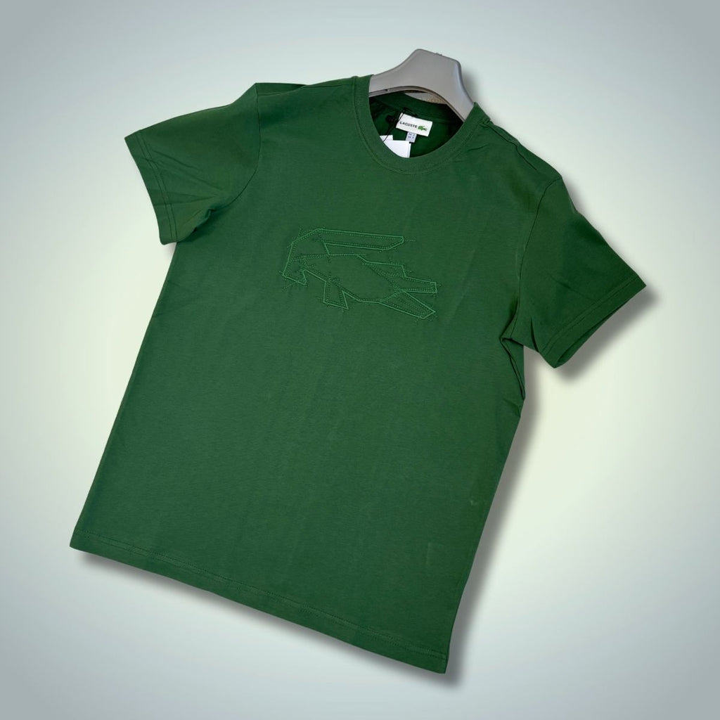 Μπλουζάκι Lacoste, πράσινο, λογότυπο με σκίτσο. Premium ποιότητα