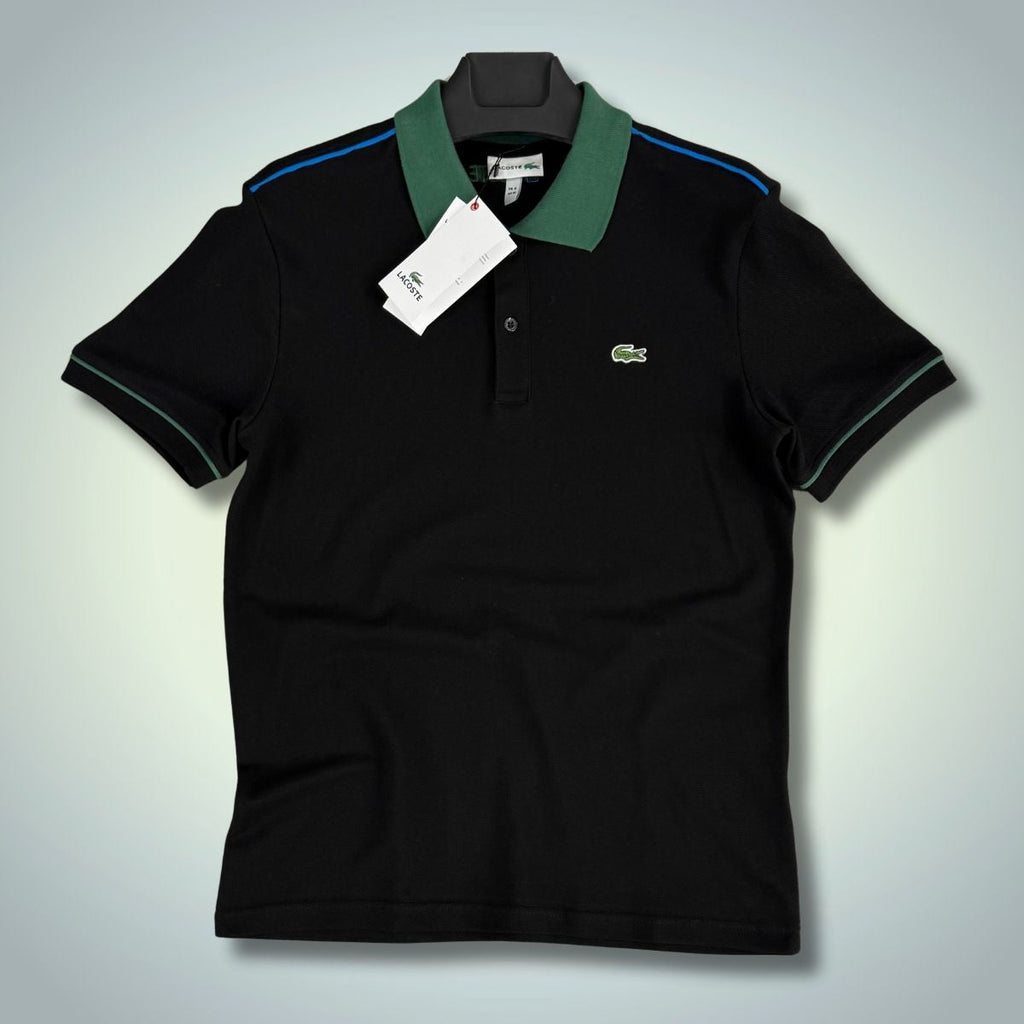 Ανδρική πόλο μπλούζα Lacoste, μαύρη – πράσινη. Premium ποιότητα