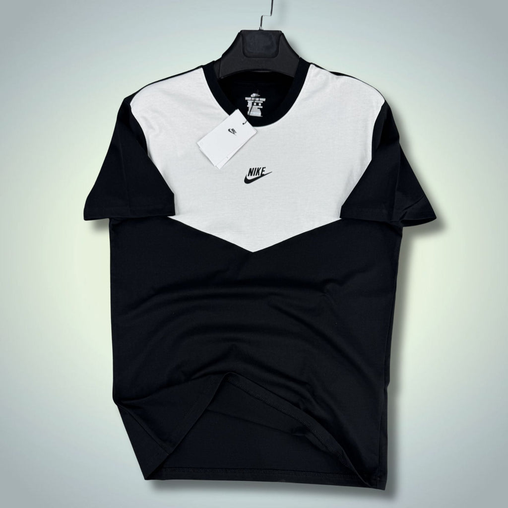 Ανδρικό μαύρο-λευκό T-shirt Nike Tech Fleece. Μοντέλο 2026. Premium ποιότητα
