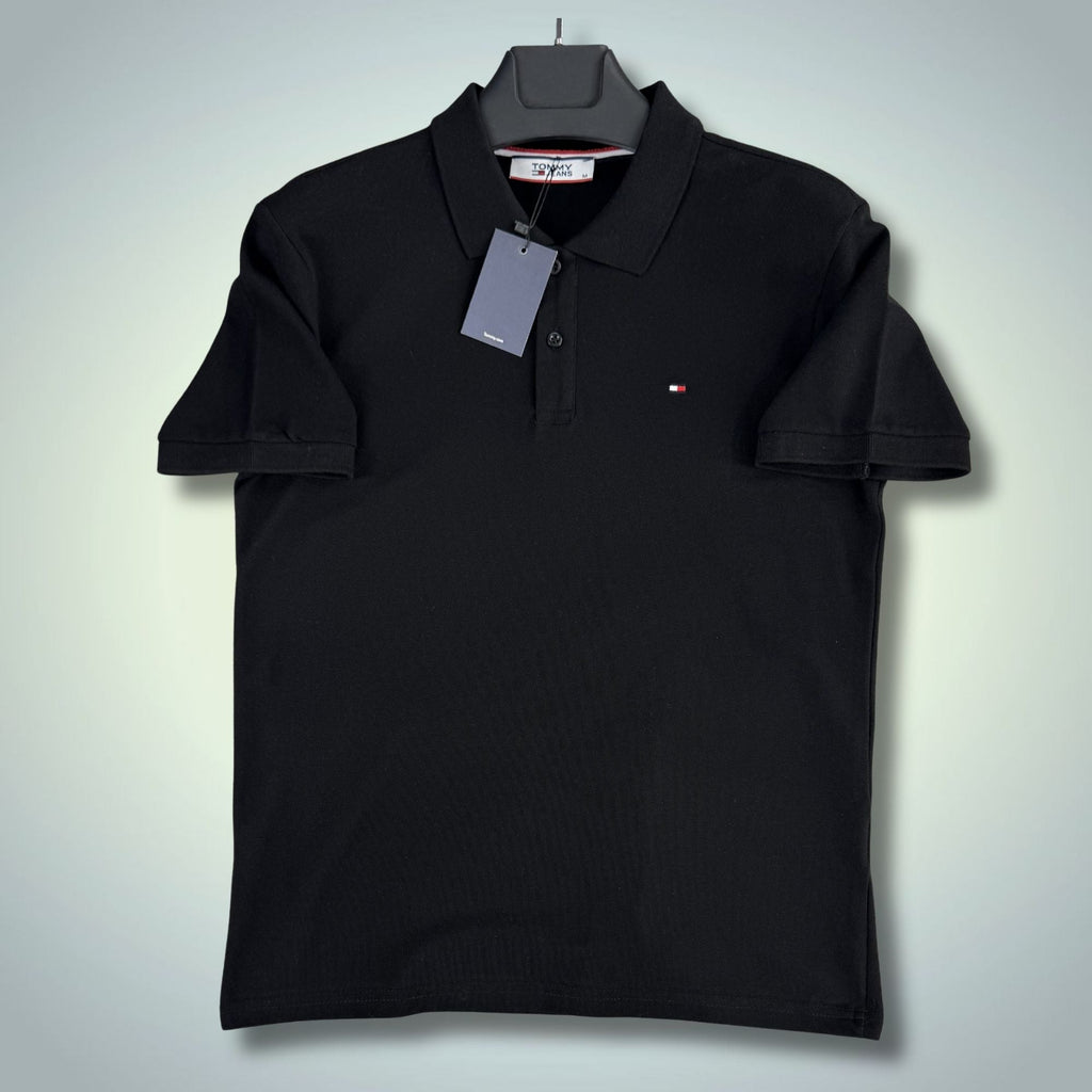 Ανδρικό μαύρο polo T-shirt Tommy Hilfiger. Premium ποιότητα