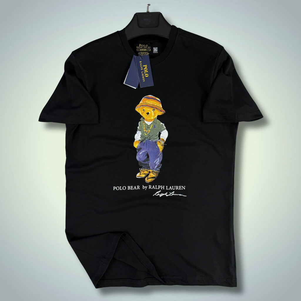 Ανδρική μαύρη μπλούζα Ralph Lauren, στάμπα αρκουδάκι. Premium ποιότητα