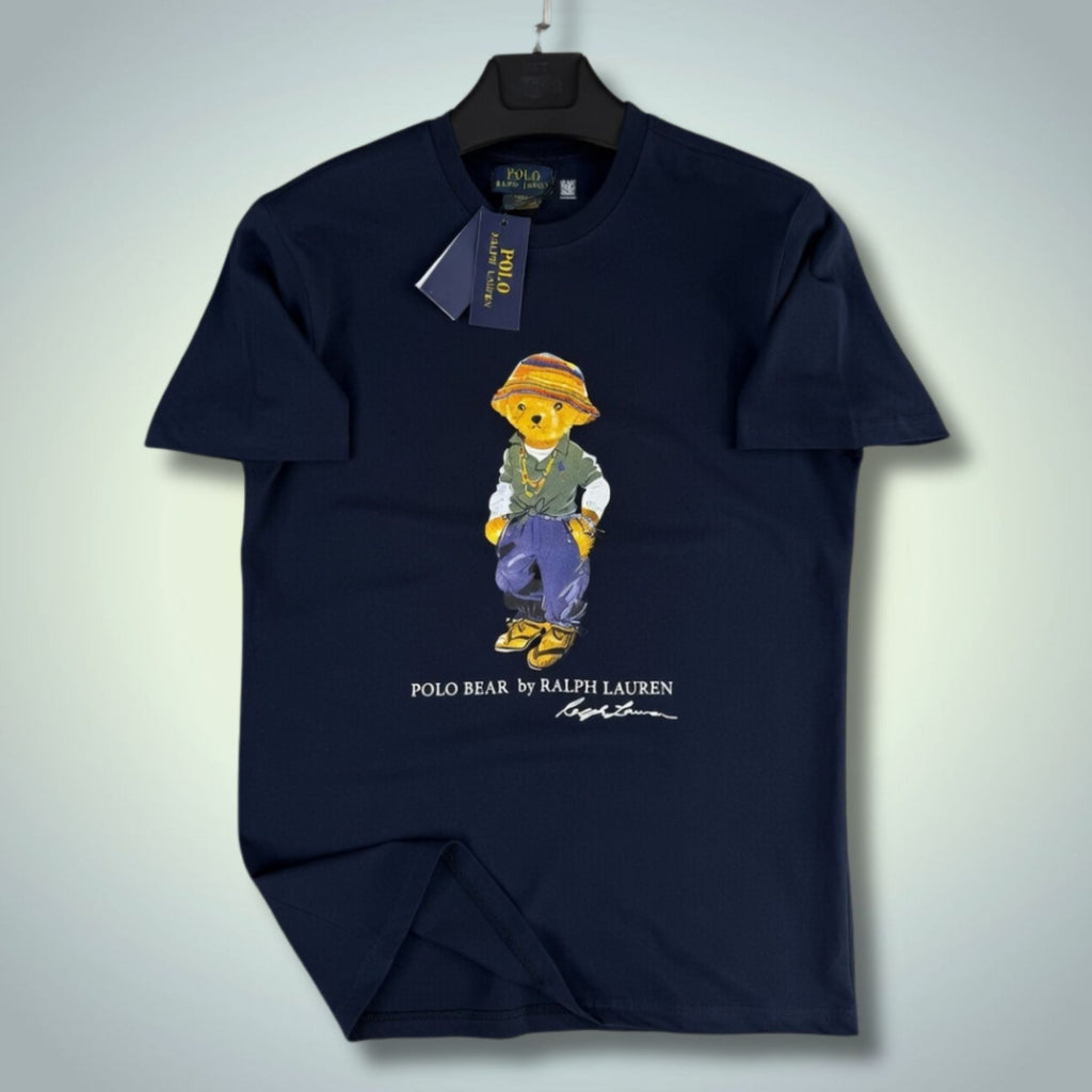 Ανδρική σκούρο μπλε μπλούζα Ralph Lauren, στάμπα αρκουδάκι. Premium ποιότητα