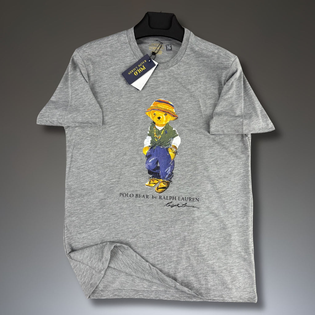 Ανδρική γκρι κλασική μπλούζα Ralph Lauren, στάμπα αρκουδάκι. Premium ποιότητα