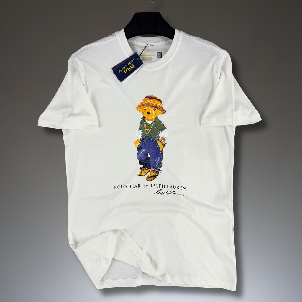 Ανδρική λευκή μπλούζα Ralph Lauren, στάμπα αρκουδάκι. Premium ποιότητα