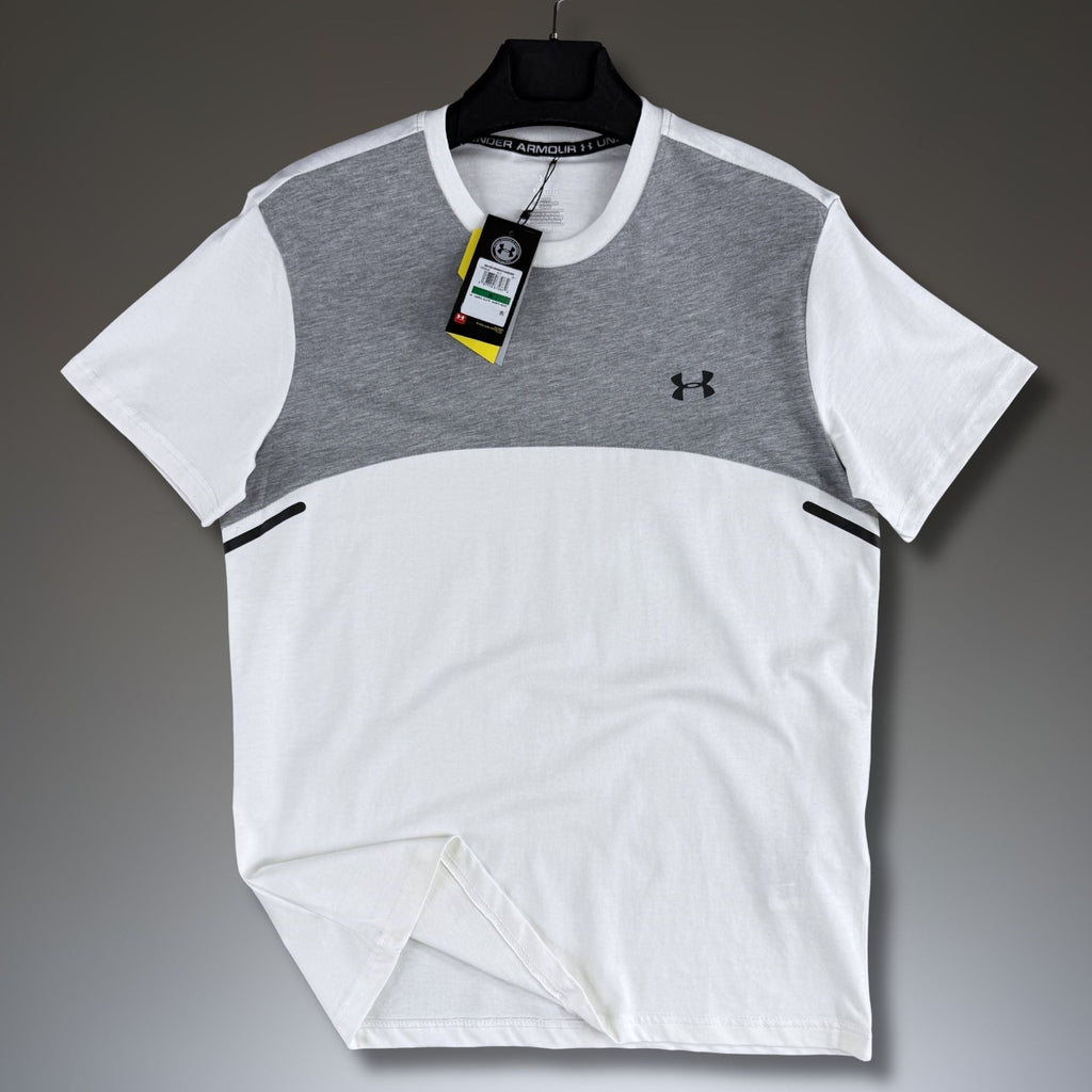 Ανδρική άσπρο-κλασικό γκρι μπλούζα Under Armour. Premium ποιότητα