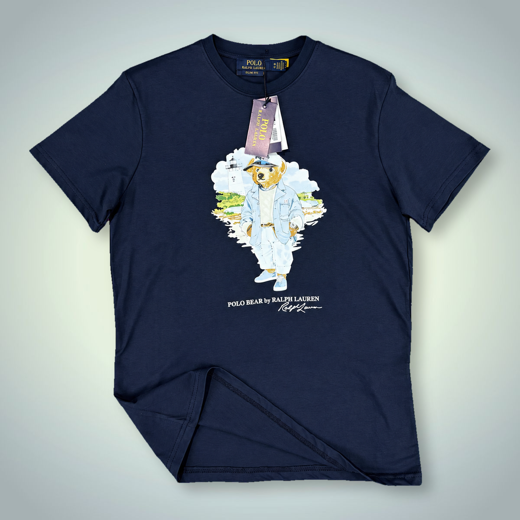 Ανδρική μπλούζα Ralph Lauren, στάμπα αρκουδάκι ναύτης, σκούρα μπλε. Premium ποιότητα