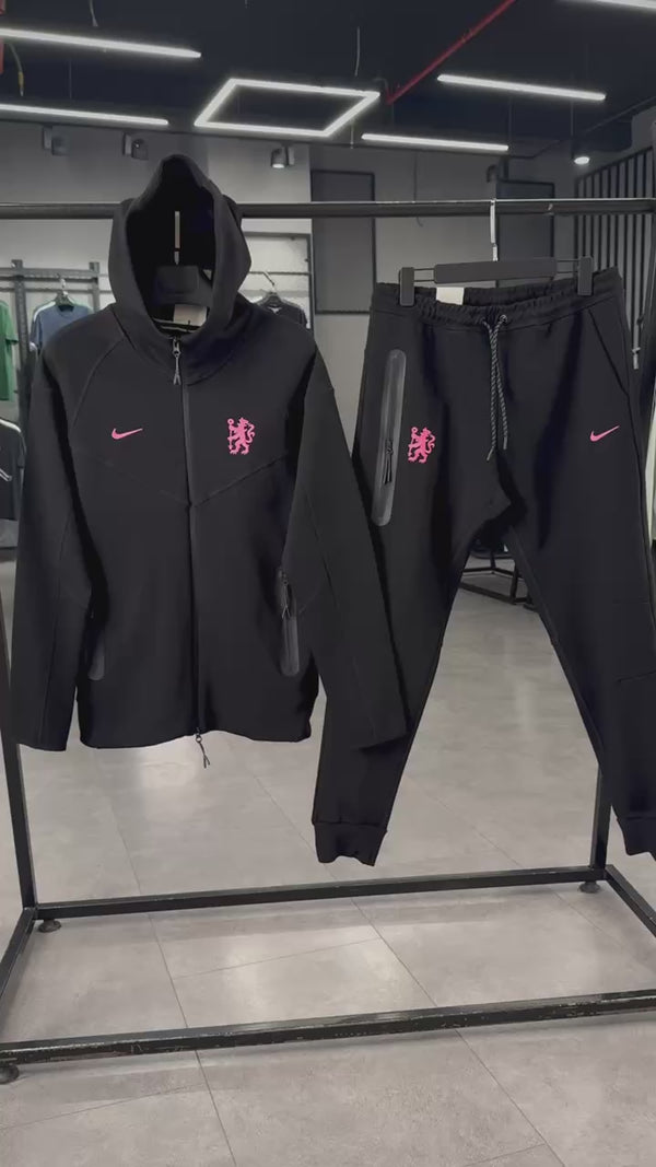 Αθλητικό σετ Nike Liverpool Tech Fleece, μαύρο. Μοντέλο 2024. Premium ποιότητα