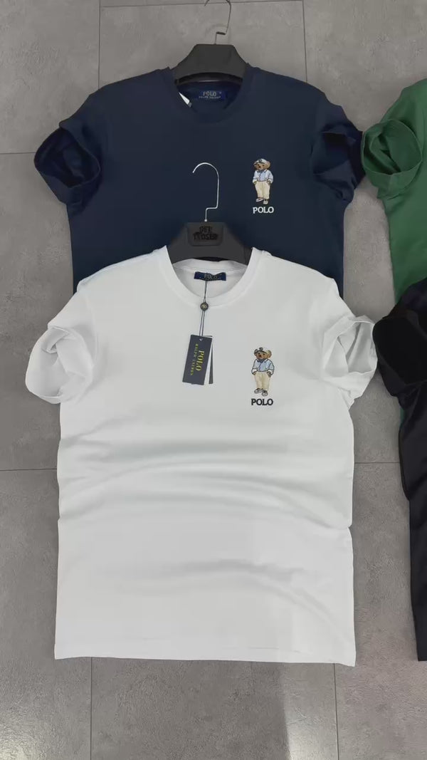 Ανδρικό μπλουζάκι Ralph Lauren, λευκό, μικρό τύπωμα. Premium ποιότητα