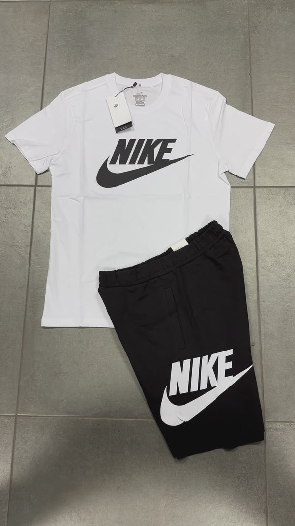 Αντρικό αθλητικό σύνολο Nike με σορτς, λευκό και μαύρο. Factory outlet