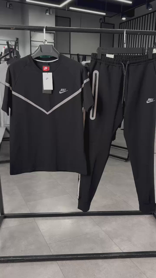 Καλοκαιρινό αθλητικό σετ Nike Reflective Tech Fleece, μαύρο. Premium ποιότητα