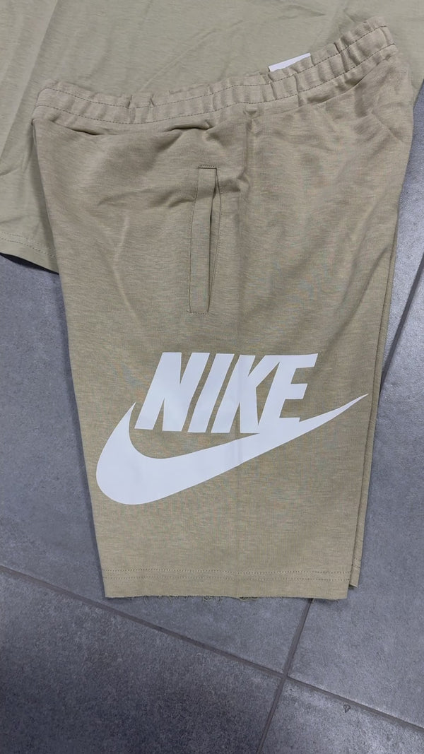 Αντρικό αθλητικό σορτς Nike, λαδί, μεγάλο λογότυπο. Factory outlet