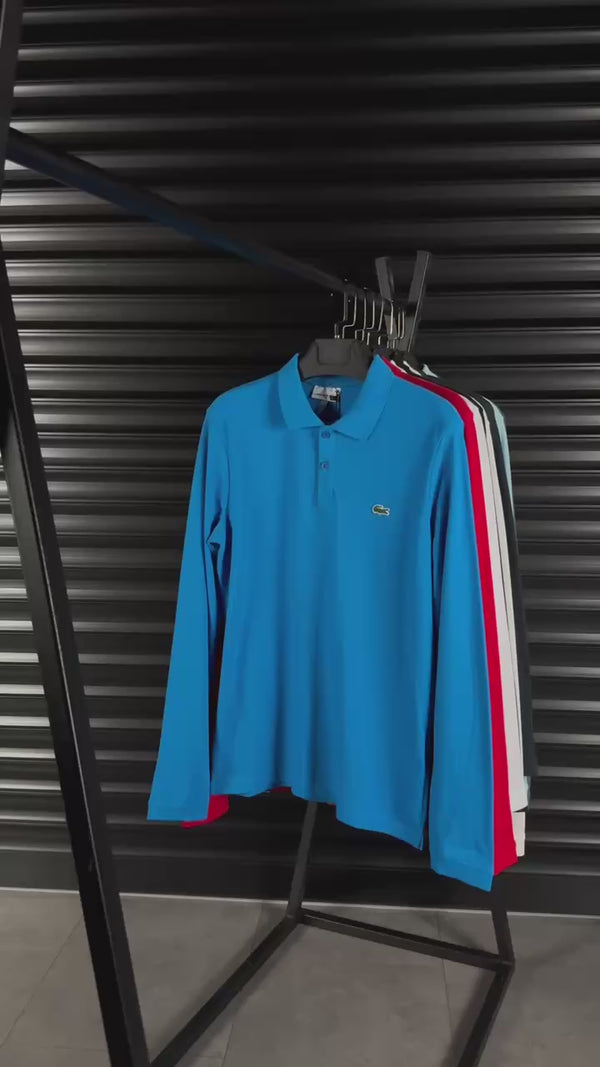 Ανδρικό πόλο μακρυμάνικο Lacoste, σκούρο μπλε. Premium ποιότητα