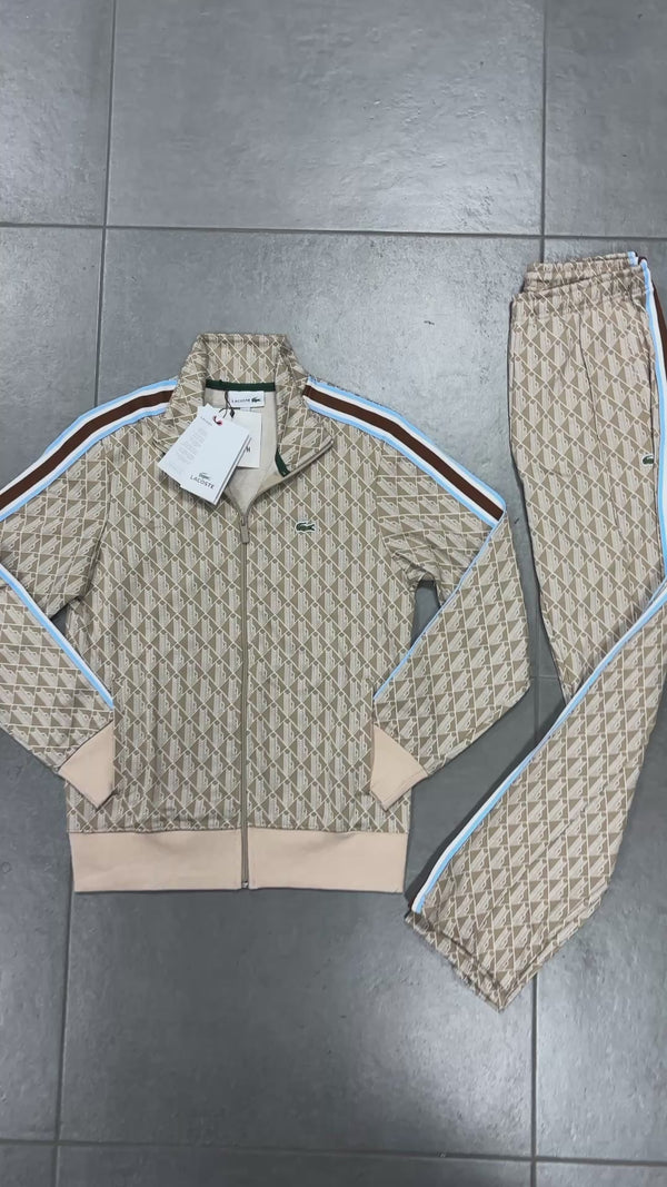Αντρικό αθλητικό Lacoste, Jacquard Monogram, μπεζ. Premium ποιότητα