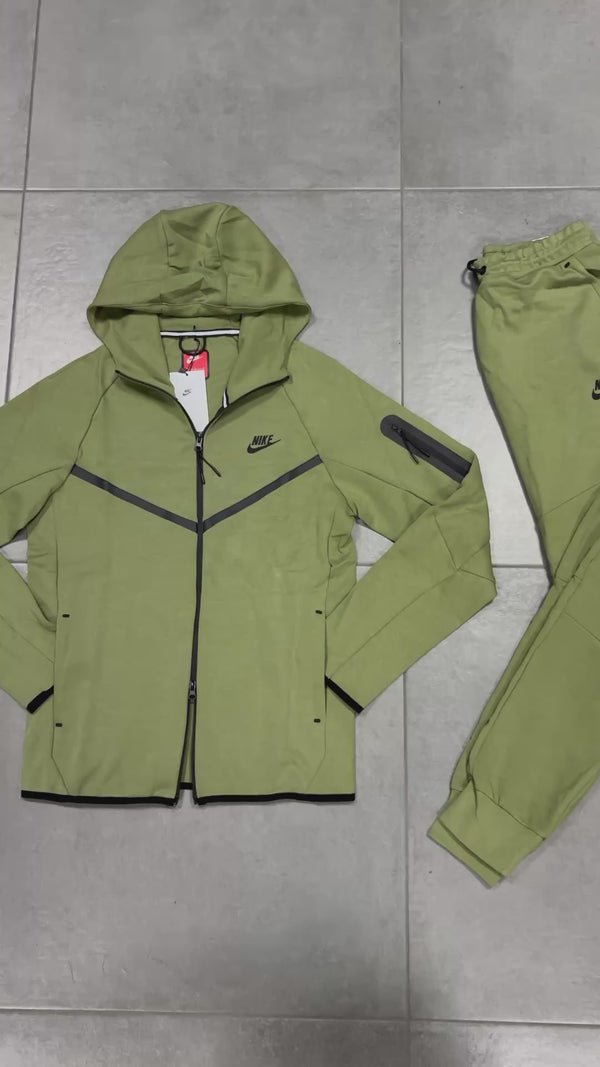 Ανδρική αθλητική φόρμα Nike Tech Fleece, λαδί. Μοντέλο 2024. Premium ποιότητα