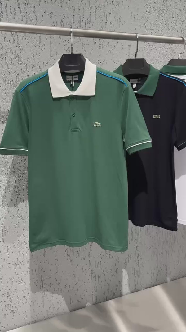 Ανδρική πόλο μπλούζα Lacoste, μαύρη – πράσινη. Premium ποιότητα