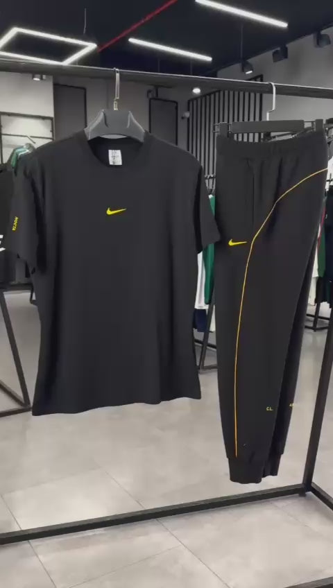 Ανδρική καλοκαιρινή αθλητική φόρμα Nike Nocta, λευκό - μαύρο. Premium ποιότητα