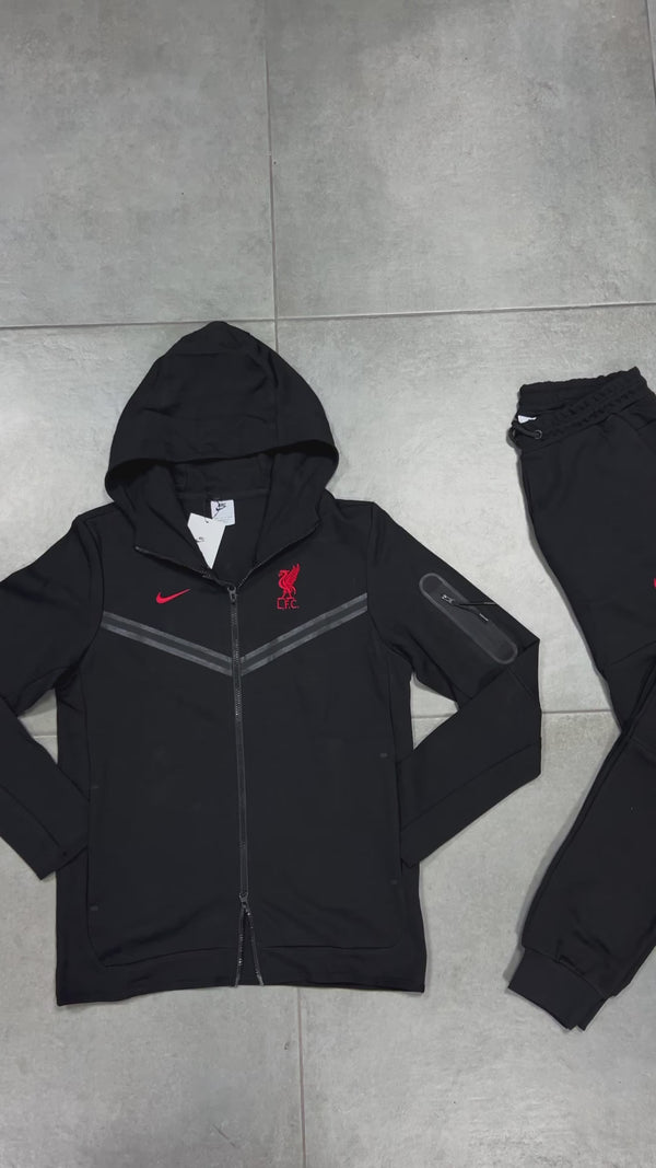 Ανδρικό αθλητικό σύνολο Nike Liverpool Tech Fleece, μαύρο. Premium ποιότητα