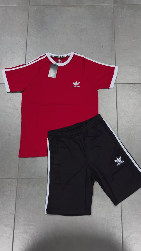 Ανδρική αθλητική ομάδα Adidas με σορτς, κόκκινο - μαύρο. Premium ποιότητα