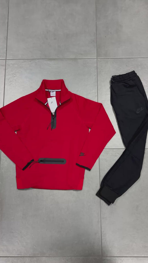 Παιδική αθλητικό σύνολο Nike Tech Fleece, κόκκινο - μαύρο. Μοντέλο 2024. Premium ποιότητα