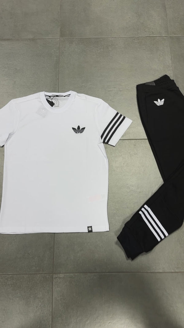 Adidas αθλητική ανδρική καλοκαιρινή φόρμα, μαύρο-λευκό. 
Υψηλής ποιότητας