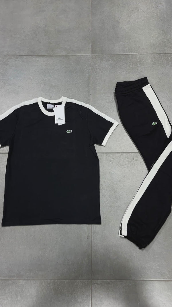 Lacoste αθλητική ανδρική καλοκαιρινή φόρμα, μαύρο-λευκό. 
Υψηλής ποιότητας